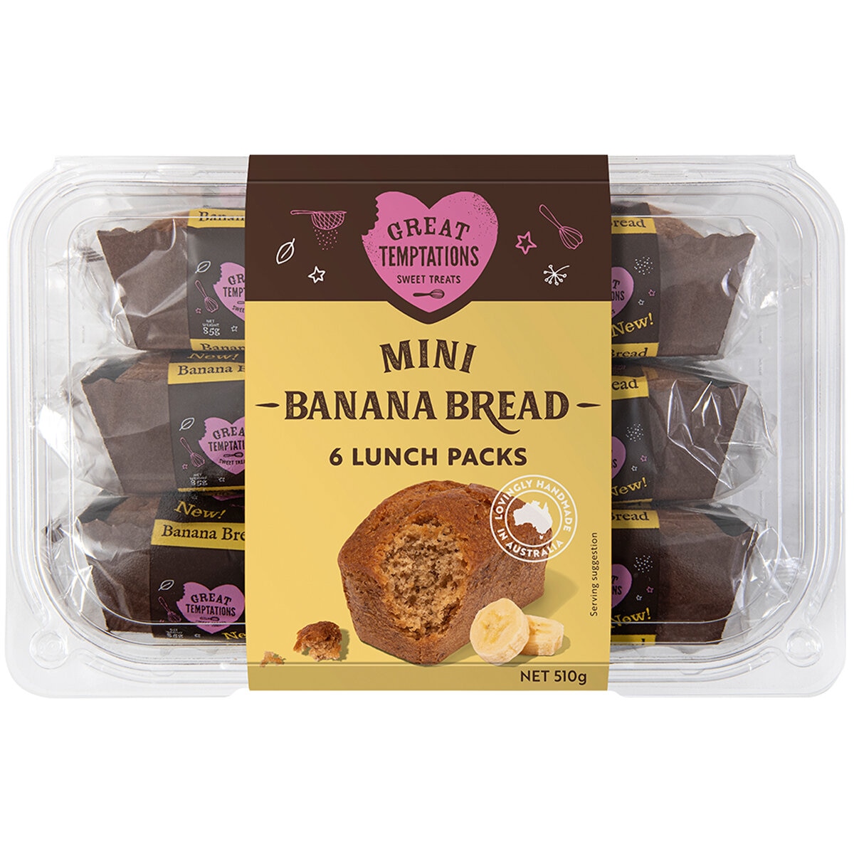 Great Temptations Mini Banana Bread 6x85g