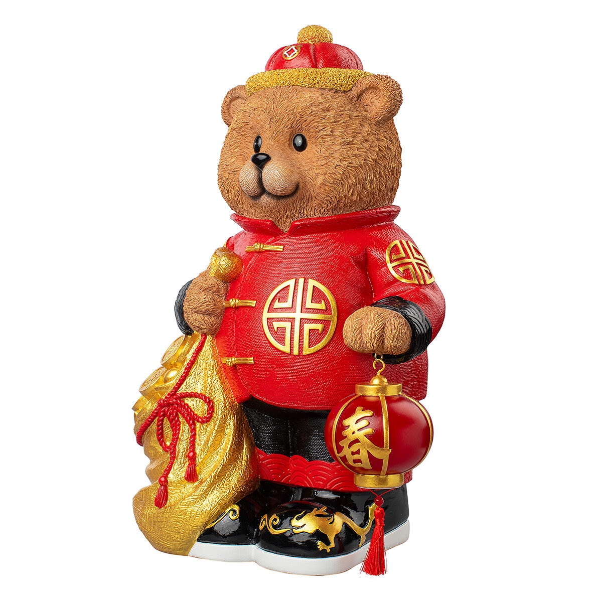 Bear Greeter with Lantern & Money Bag 48cm