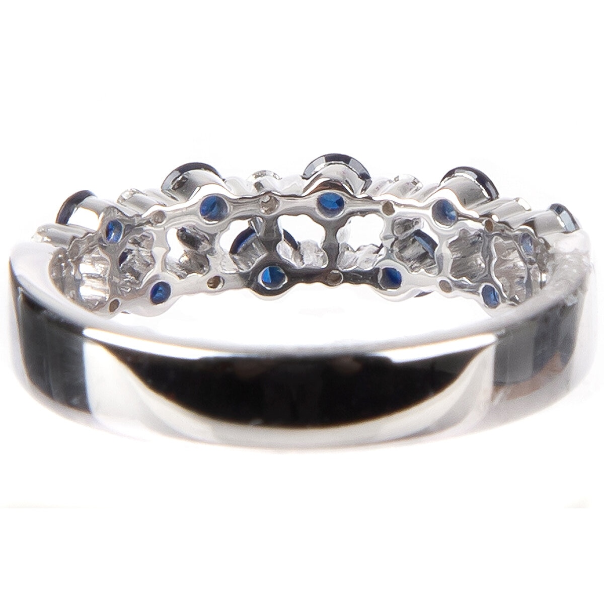 18KT White Gold 0.12CTW Diamond & Blue Sapphire Ring