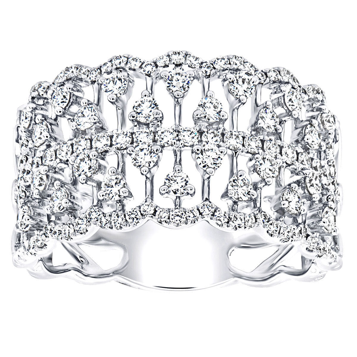 18KT White Gold 1.05 CTW Diamond Lace Wedding Band