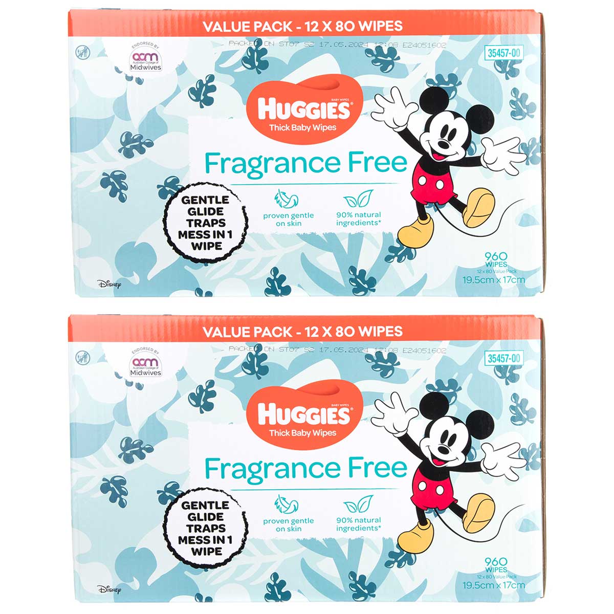 Huggies Fragrance Free Baby Wipes 24 x 80 Wipes