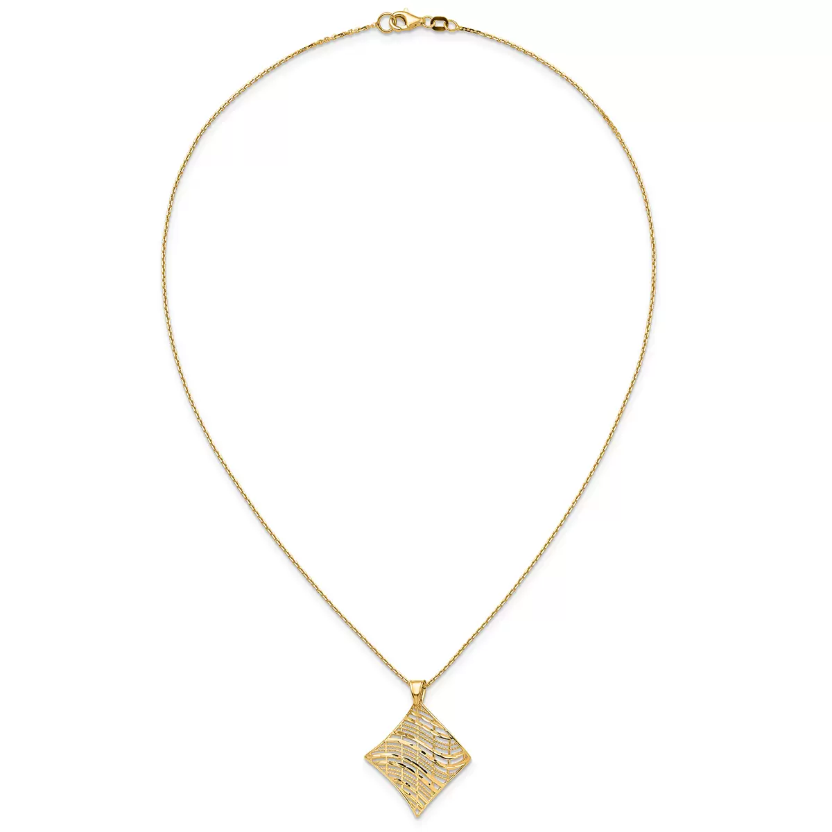 14KT Yellow Gold Fancy Square Pendant