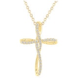 18KT Yellow Gold 0.18ctw Diamond Cross Pendant