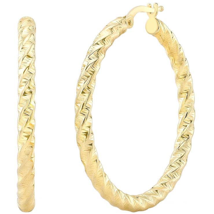 14KT Yellow Gold Twisted Round Hoop Earrings | Costco Australia