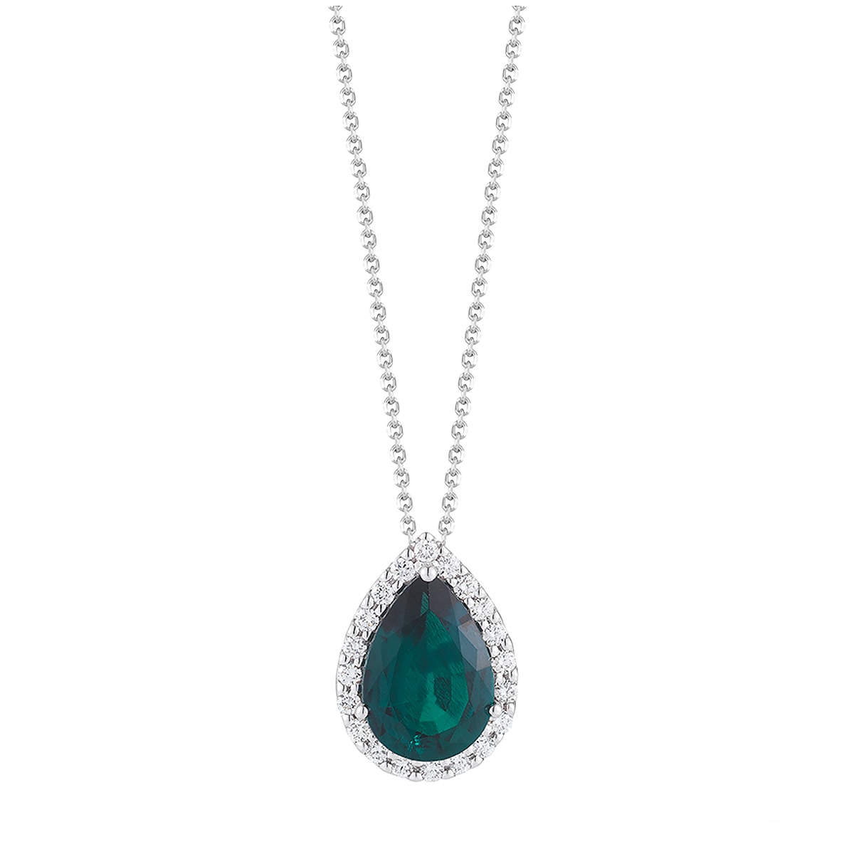18KT White Gold Pear Shape Emerald and 
