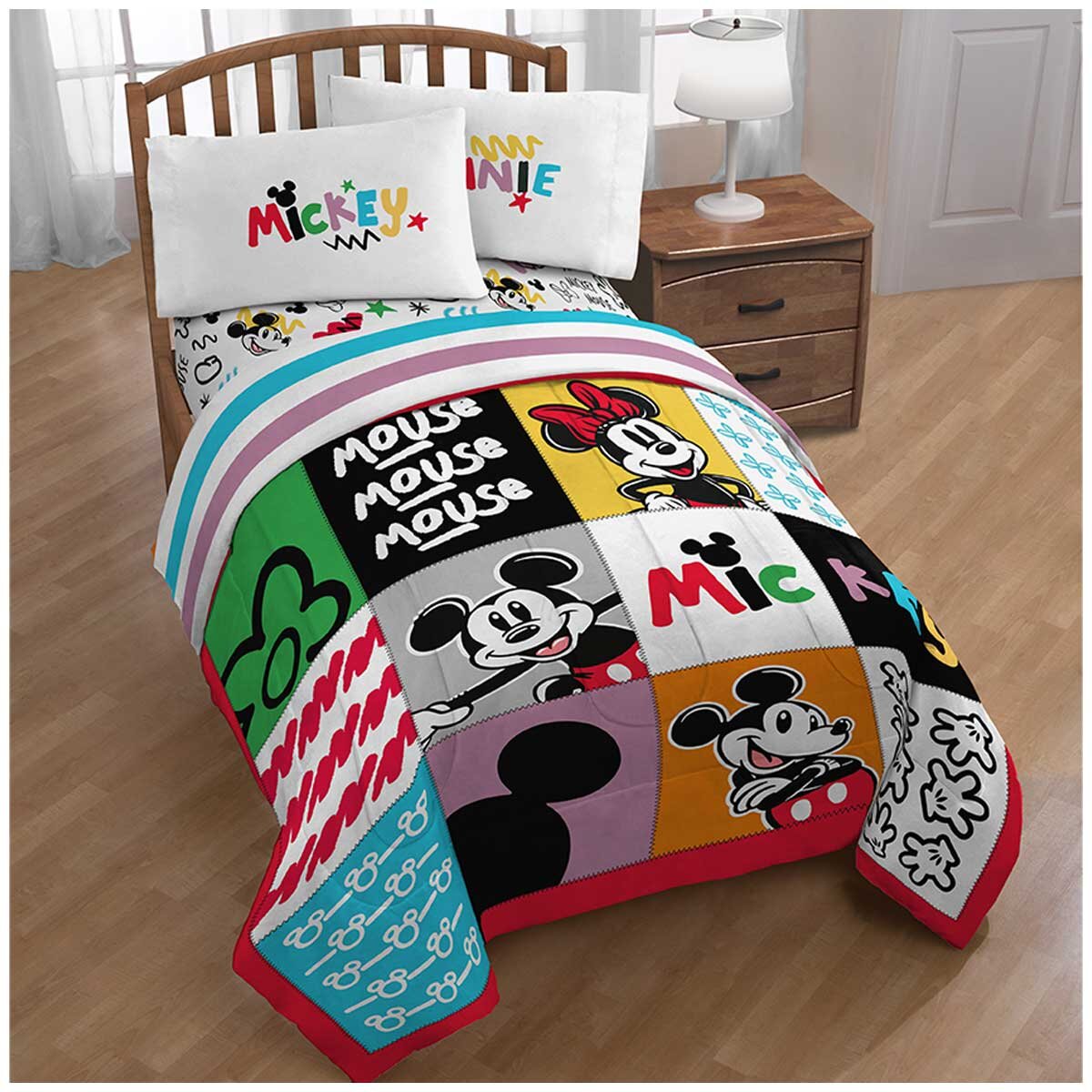 Disney Bedding Single 4 Piece Set Mickey And Minnie