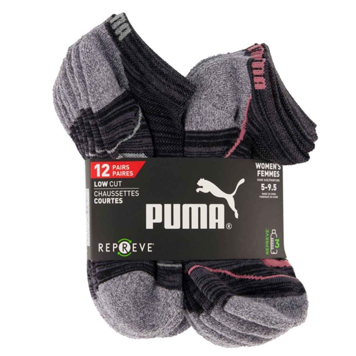 Puma Women's No Show Repreve Socks 12 Pack Puma Women's No Show Repreve Socks 12 Pack