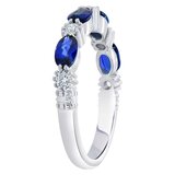 18KT White Gold 0.25CTW Round Diamond Blue Sapphire Band