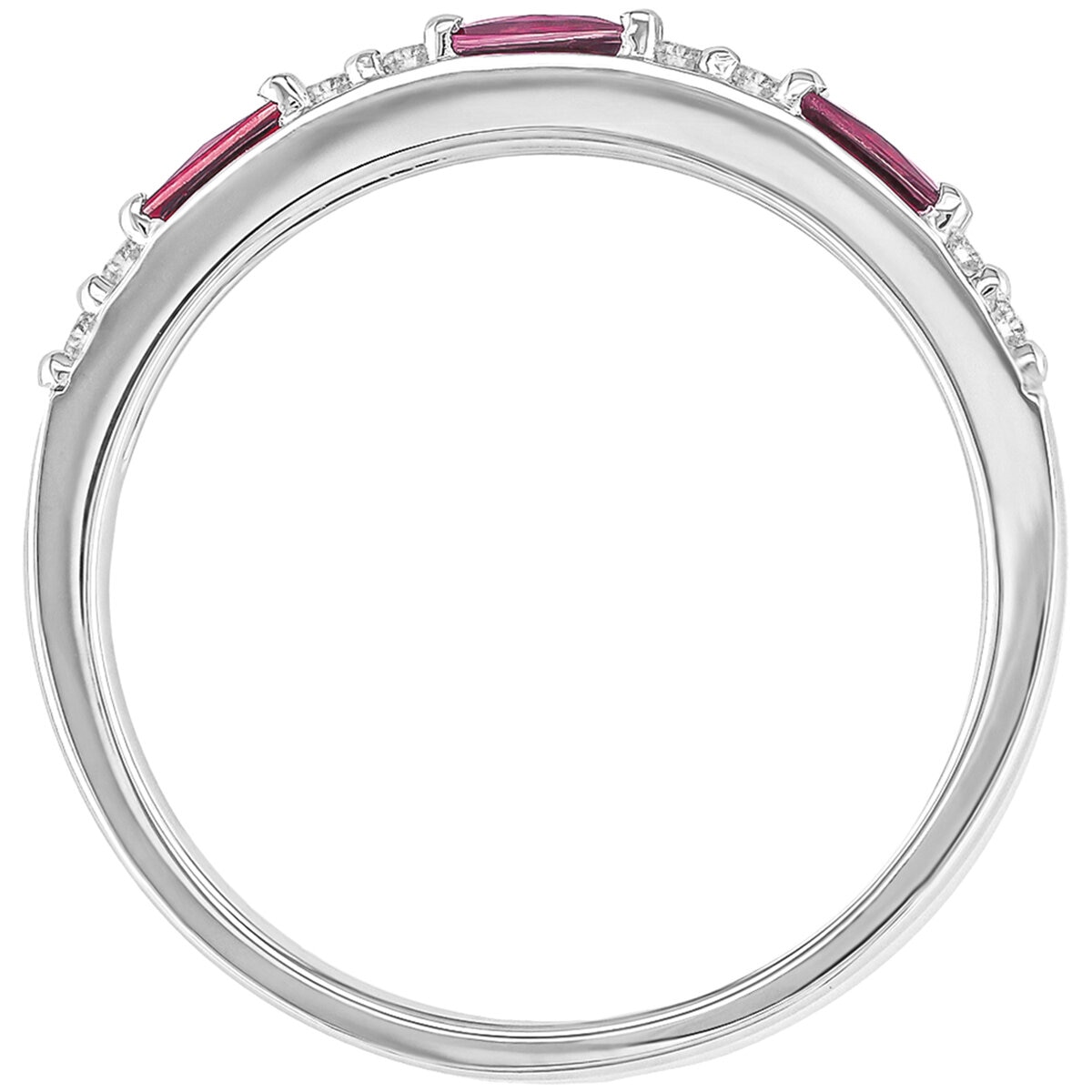 18KT White Gold 0.10ctw Diamond And Ruby Ring