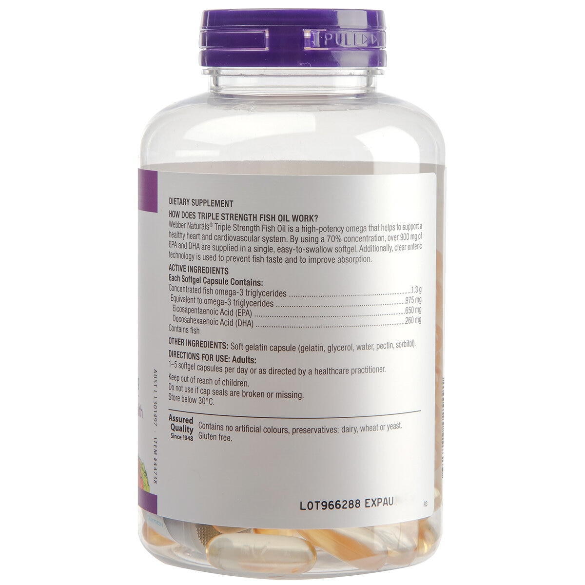 Webber Naturals Triple Strength Fish Oil 900 mg 120 Softgel Capsules