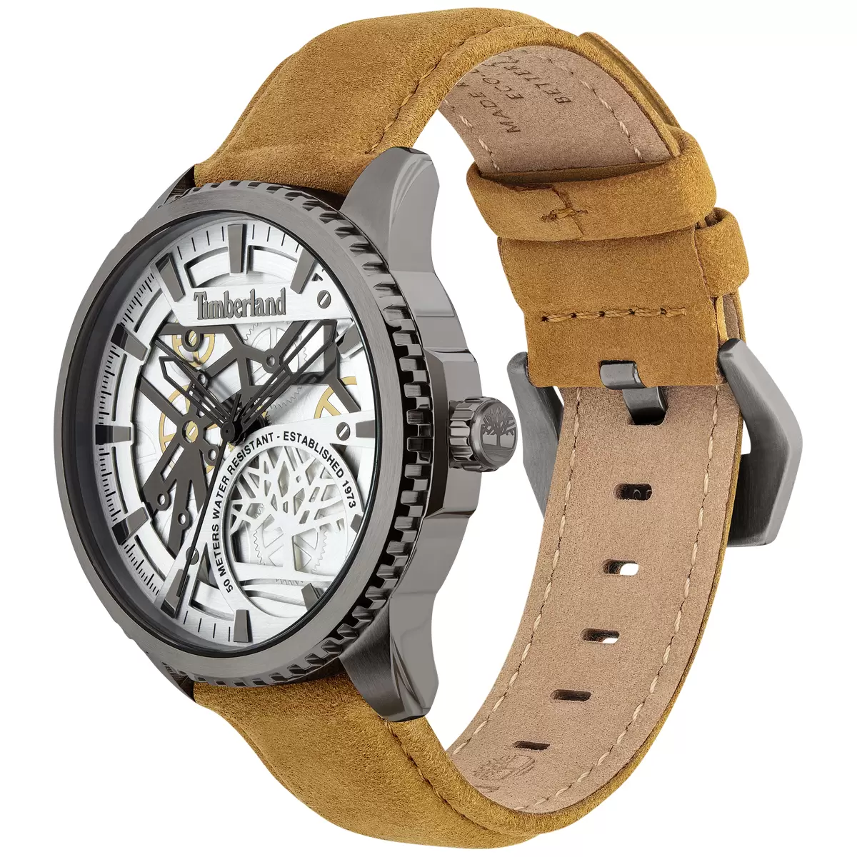 Timberland Colchester Brushed Gun Metal Leather Men's Watch TDWJA2000902