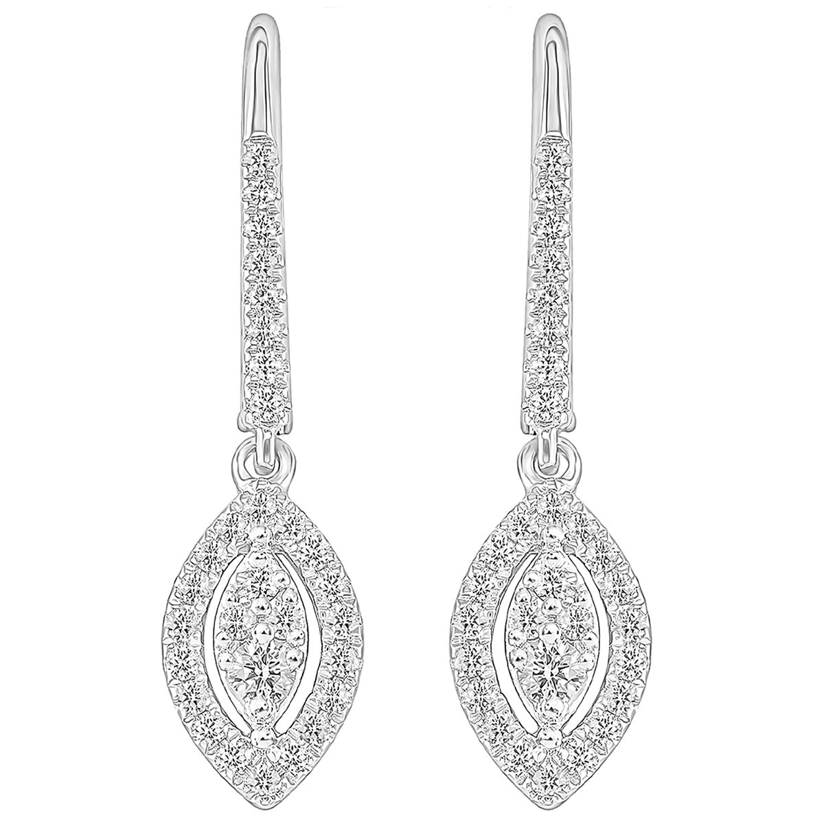 18KT White Gold 0.33ctw Round Diamond Drop Earrings