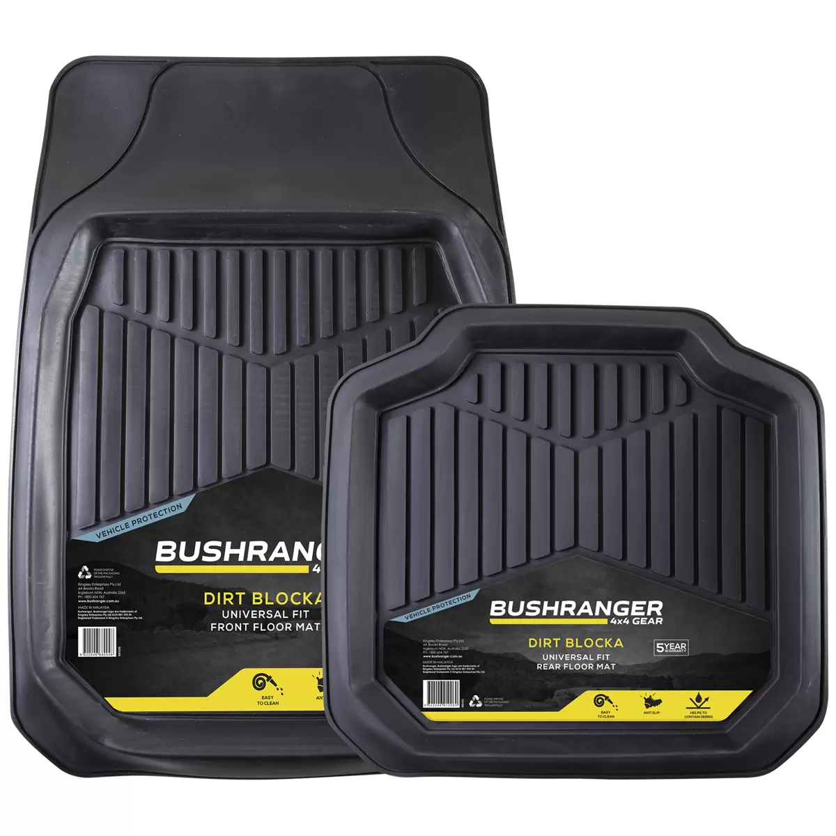 Bushranger Dirt Blocka Floor Mats Front & Rear Combo