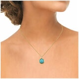 14KT Yellow Gold Turquoise Circle Pendant Necklace