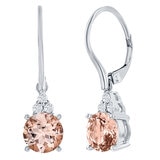 18KT White Gold Morganite 0.13ctw Diamond Drop Earrings