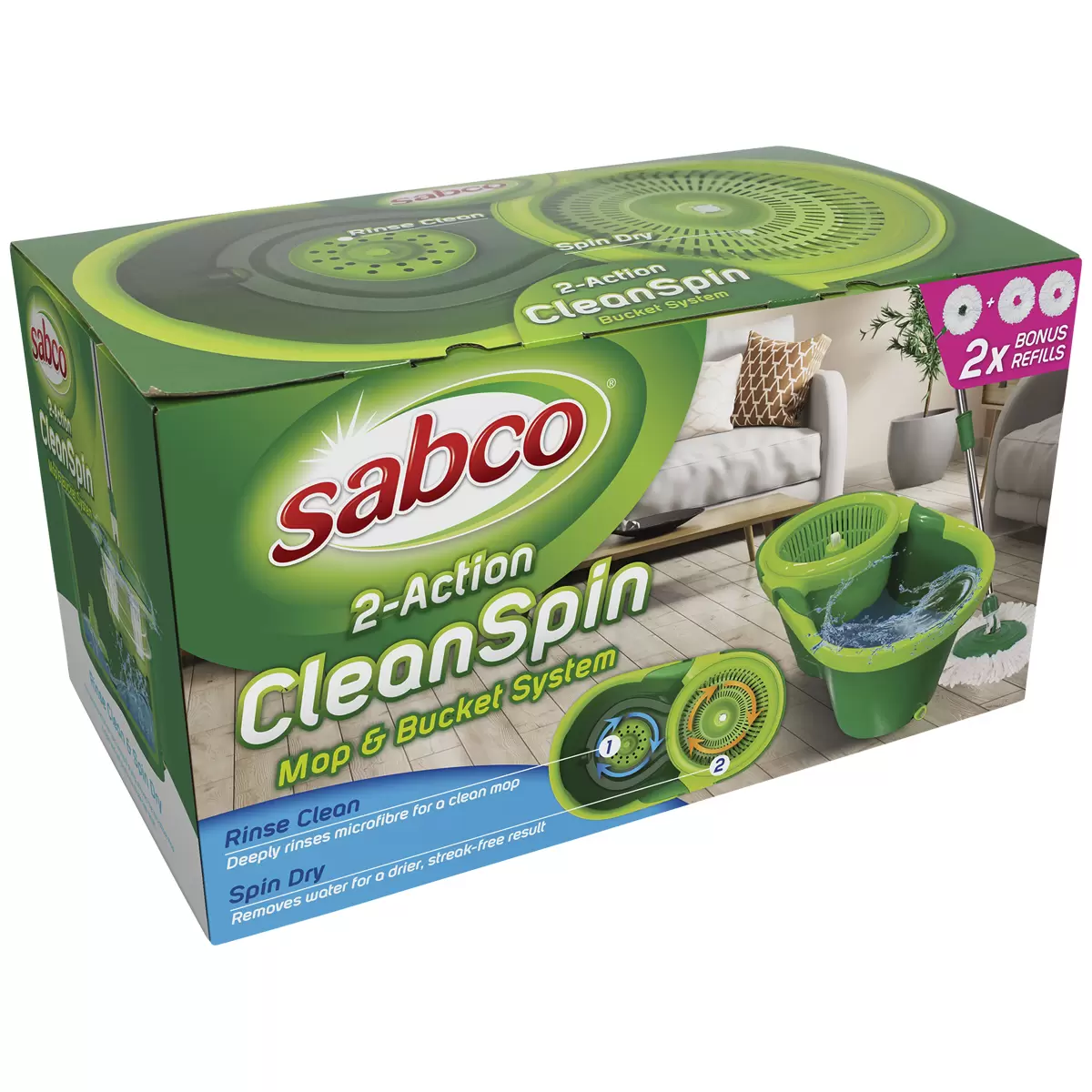 Sabco 2 Action Clean Spin Mop and Bucket