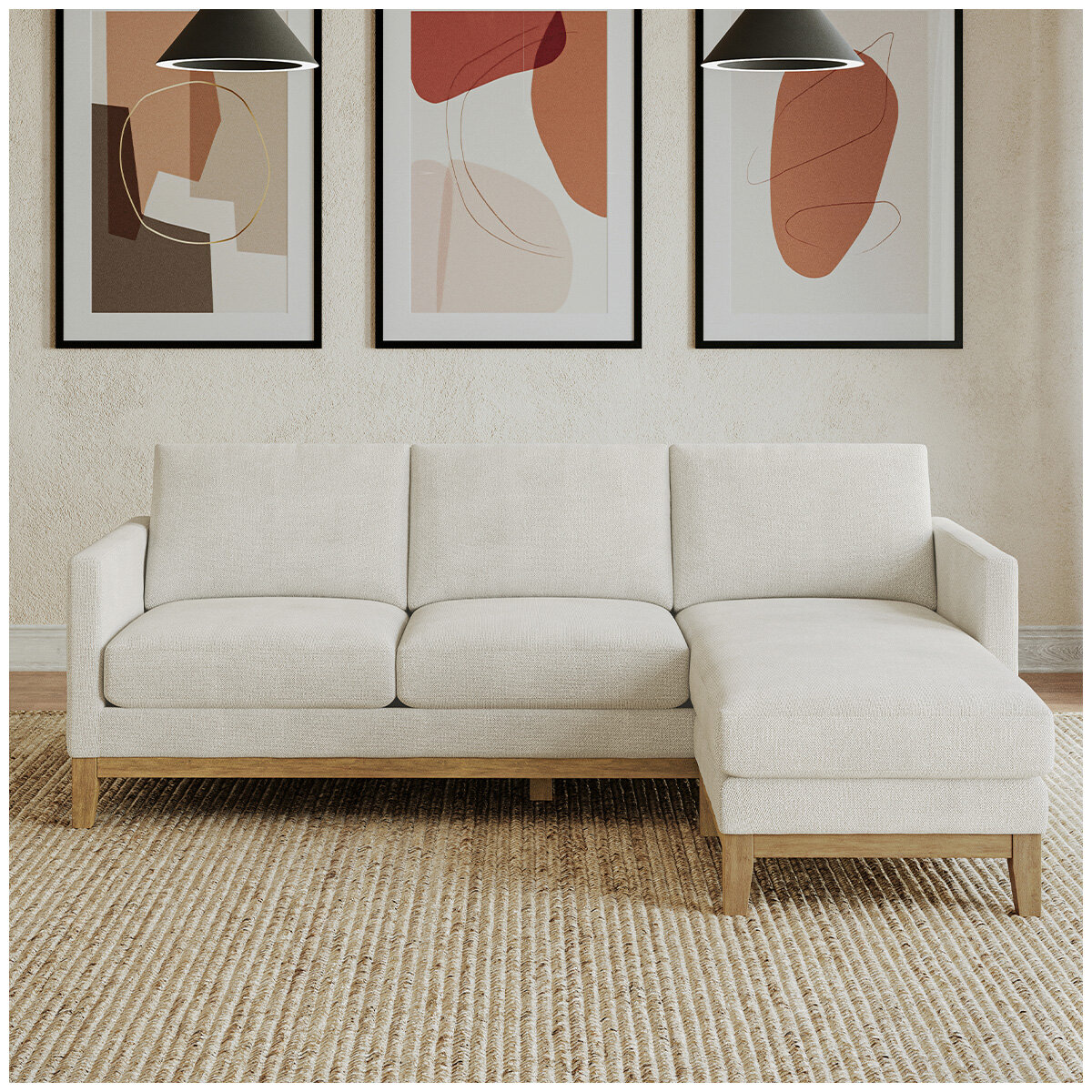 Henredon Fabric Sofa With Reversible Chaise