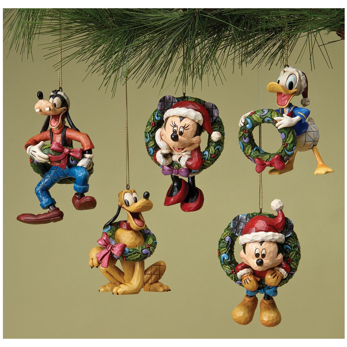 Disney Traditions by Jim Shore Mickey & Friends Holiday Ornament 5pc ...