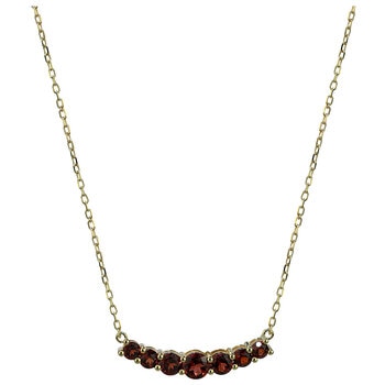 14KT Yellow Gold Graduated Garnet Bar Centre Necklace Chain 43cm