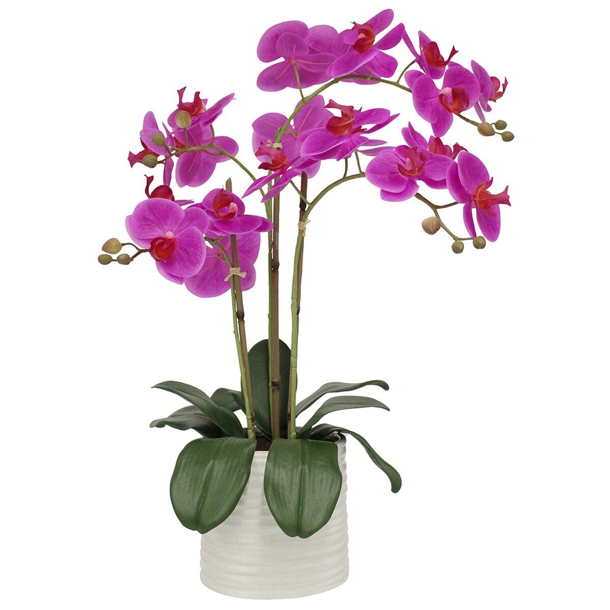 Faux Orchid With Ribbed Pot Pink