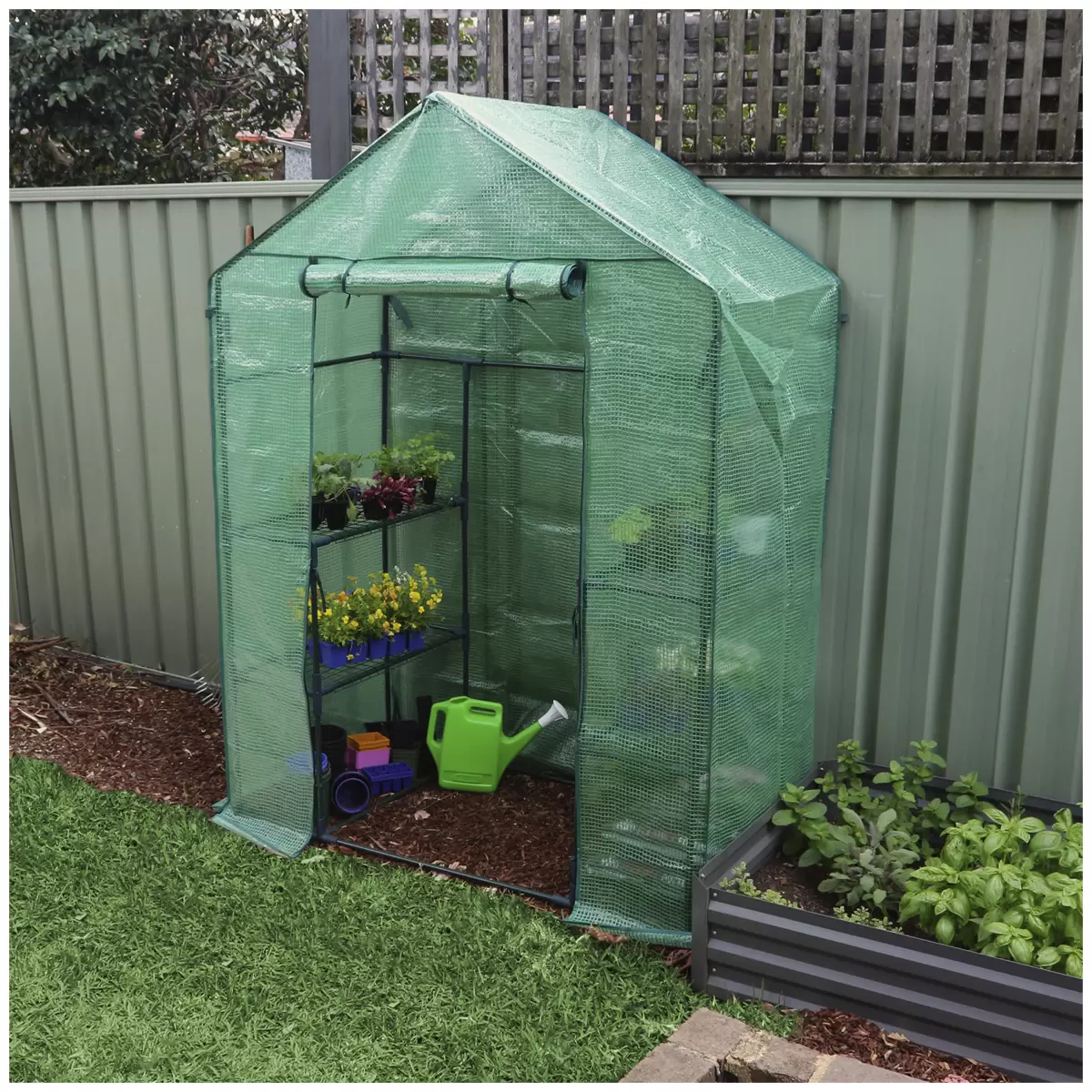 Greenlife Walk-in Greenhouse 2 Tier Twin Pack with PE Cover 195 x 143 x 73 cm