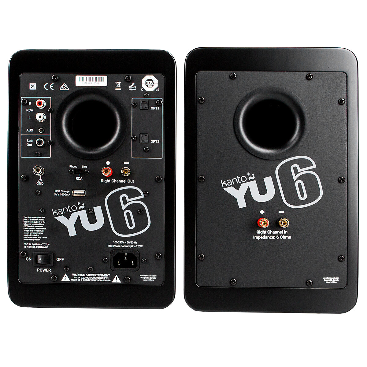 Kanto YU6 200W Powered Bookshelf Speakers Matte Black KO-YU6MB-I