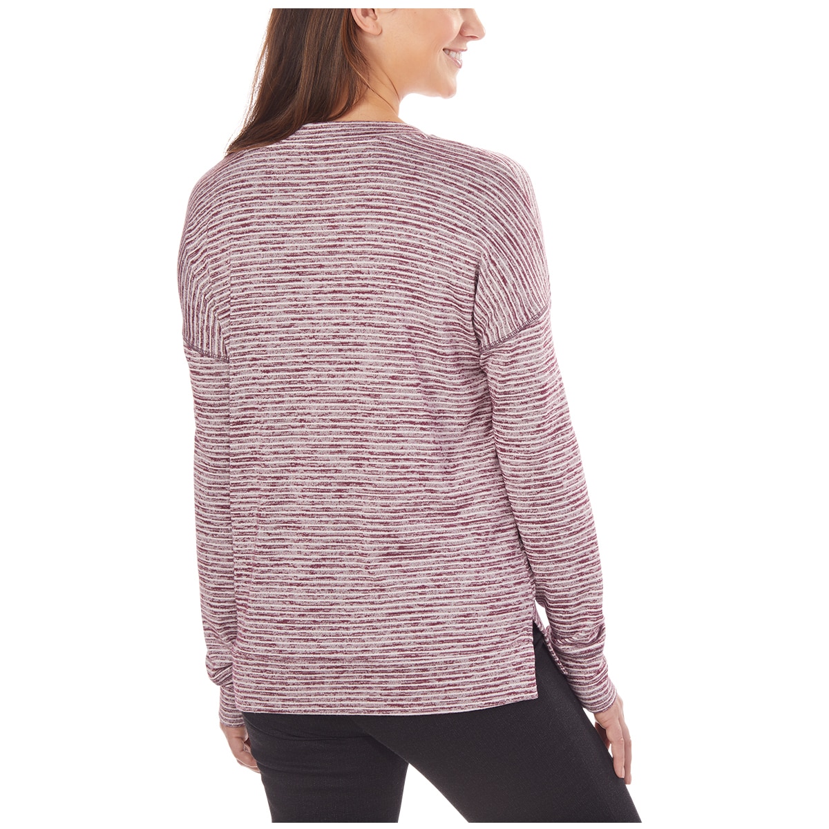 Kirkland Signature Womens LS Vneck Top - Aubergene