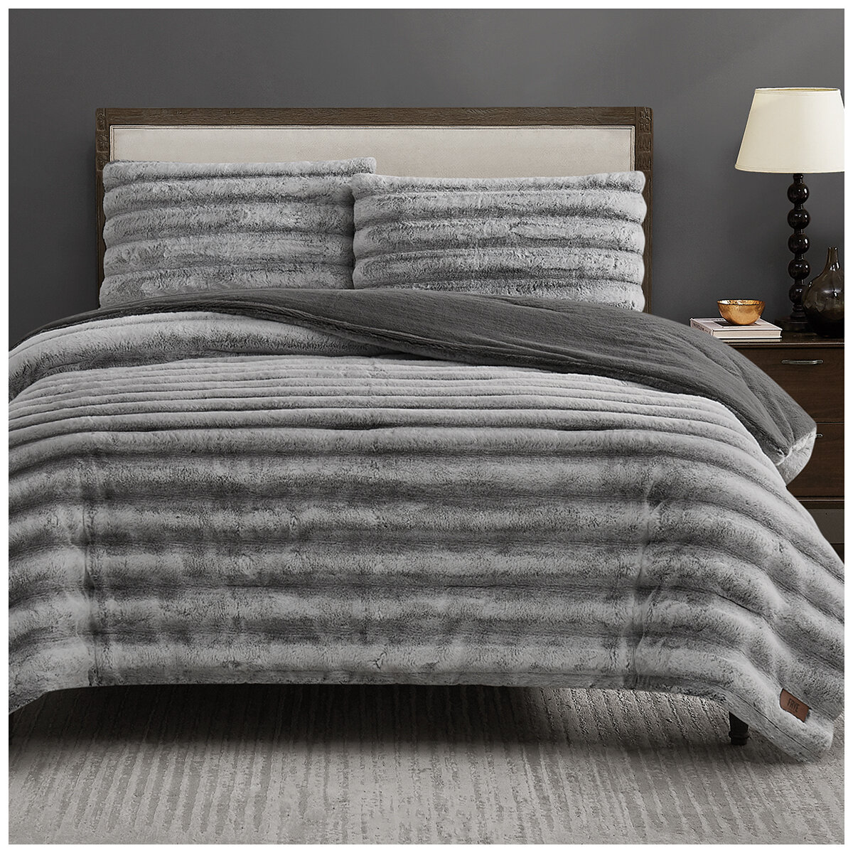 FRYE Channel Comforter 3 Piece Set King Grey