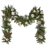 Decorated Pre-Lit Christmas Garland 2.74m