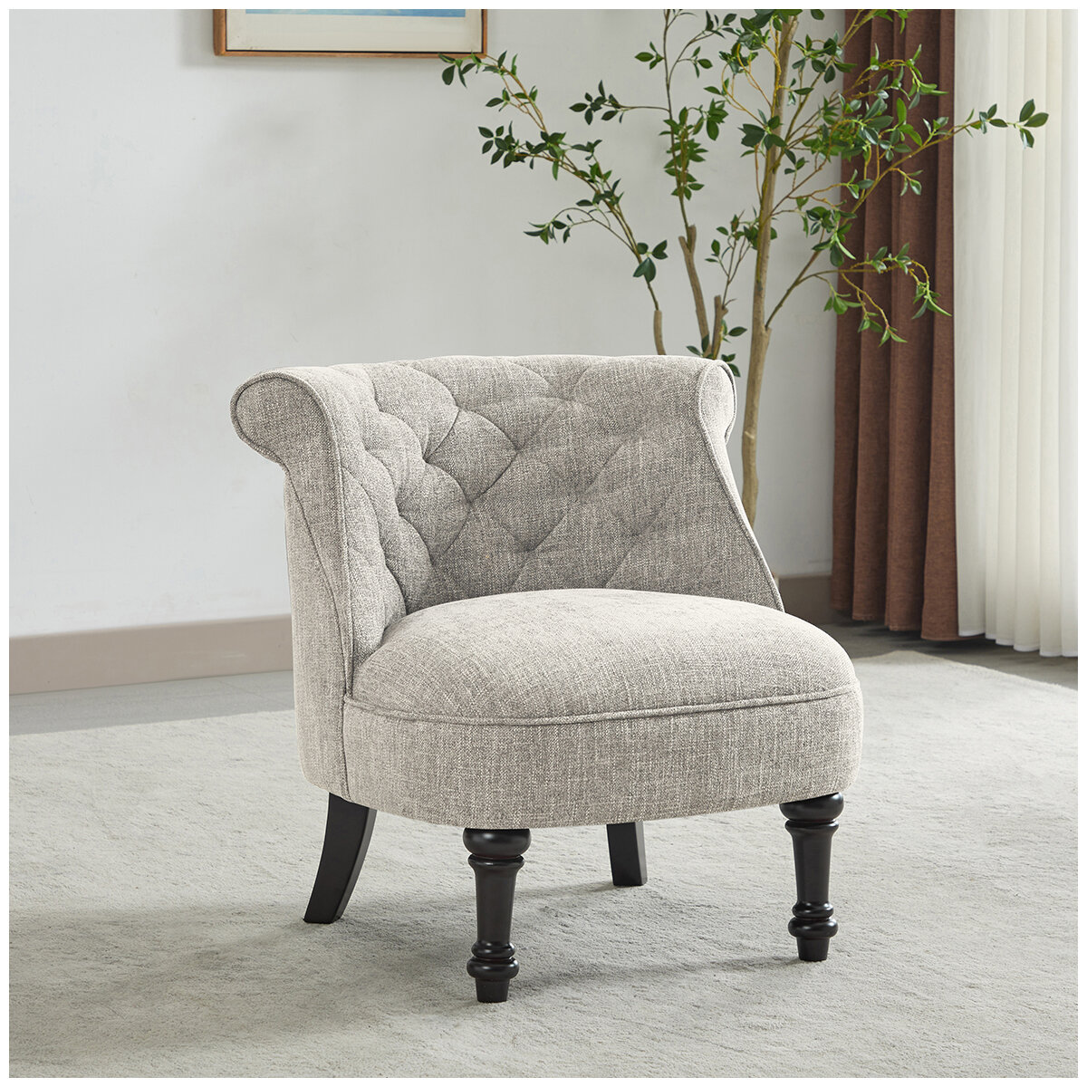 Slipper Accent Chair Light Grey