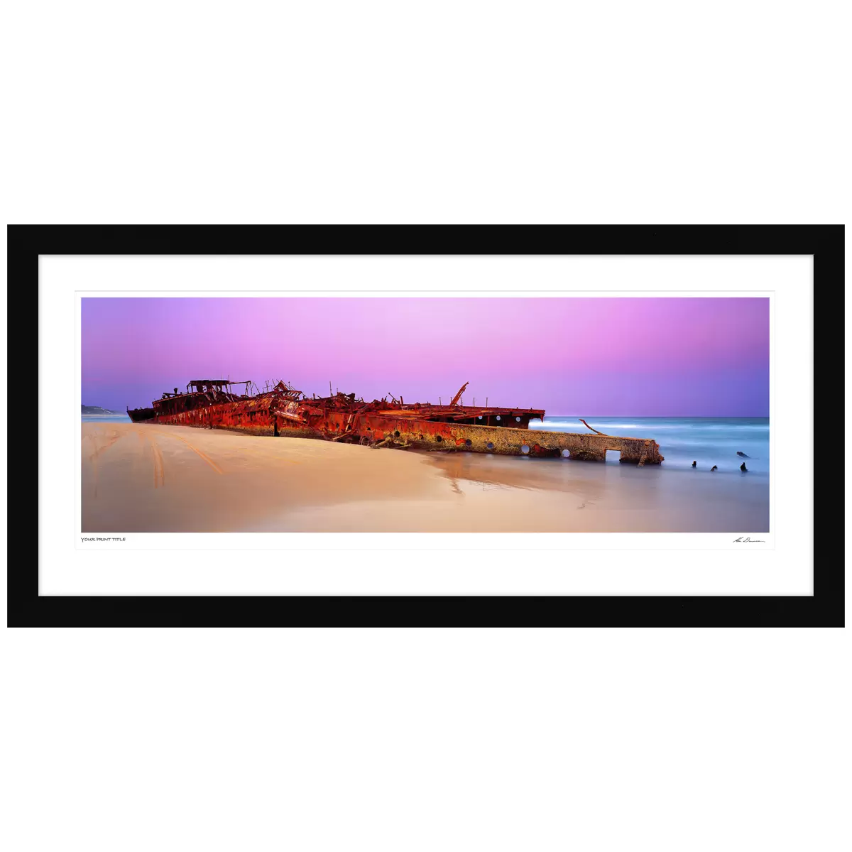 Ken Duncan 40 Maheno Wreck, Fraser Is Framed Print Black