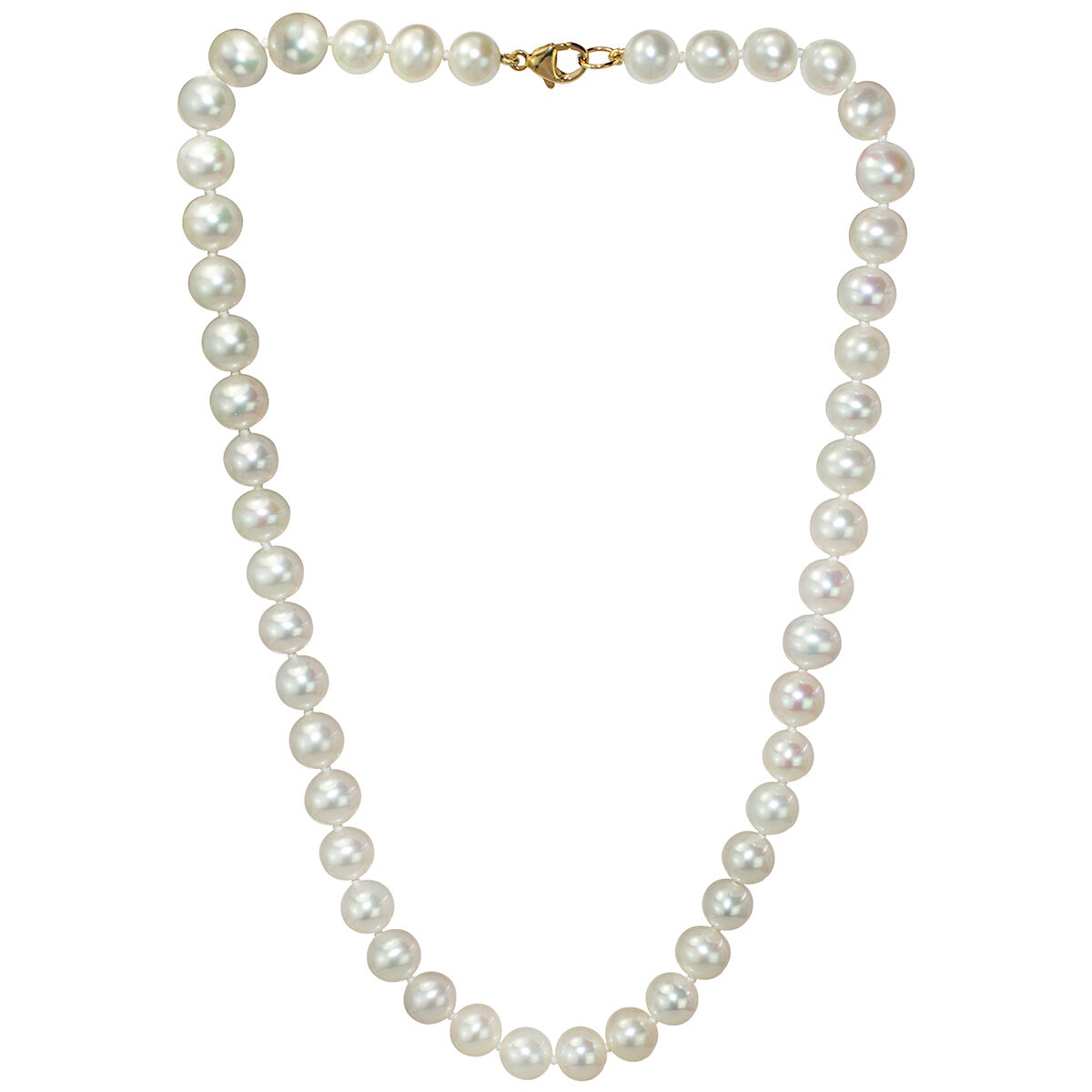 14KT Yellow Gold Fresh Water Pearl Necklace Knotted on Silk