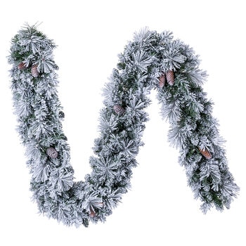 Glitter Flocked Garland With LED Lights 2.74M