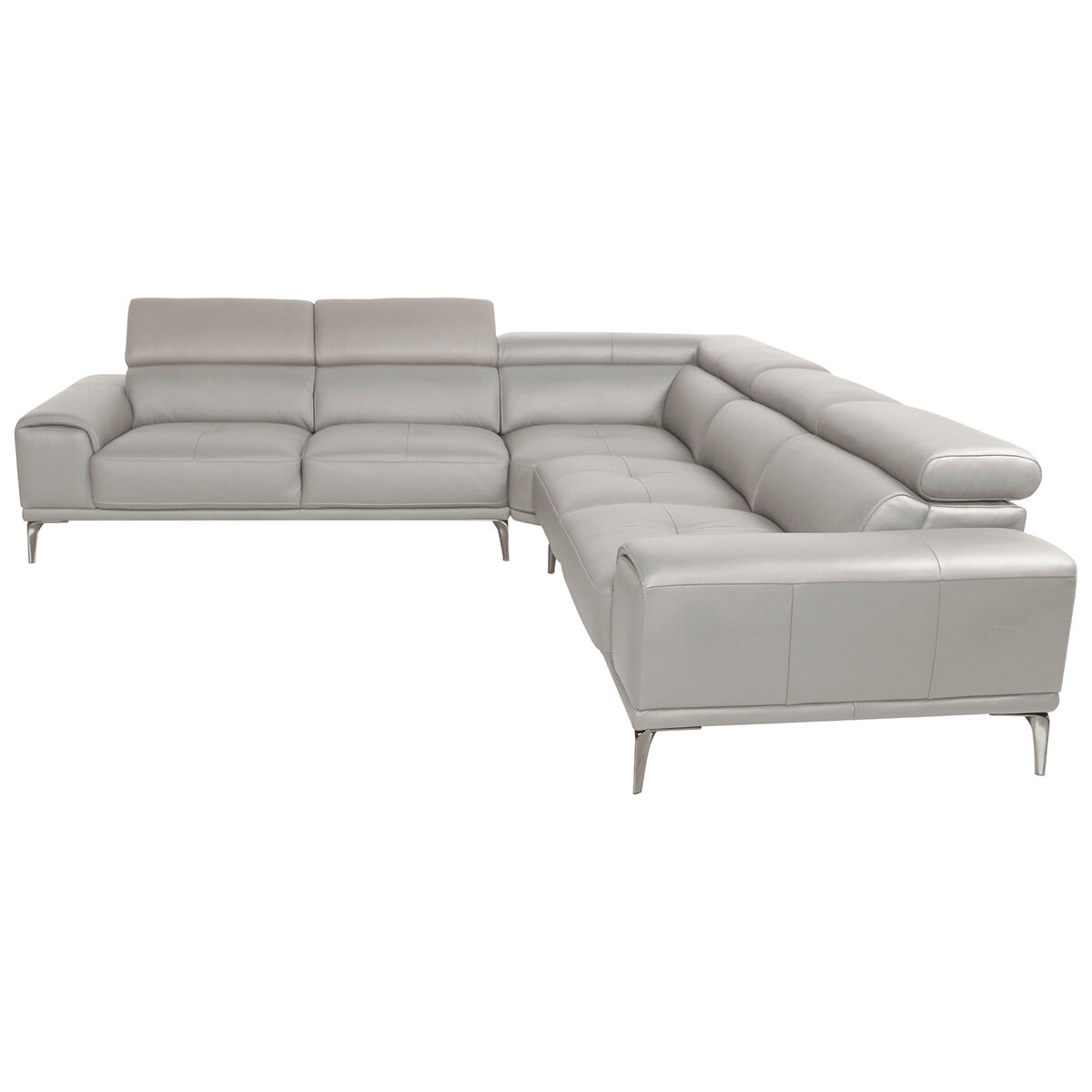 Abbyson Quinton Top Grain Leather Sectional with Adjustable Headrests Grey