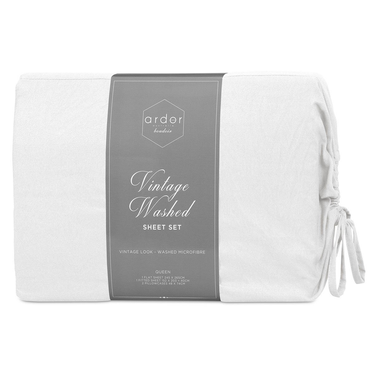 Ardor Boudoir Vintage Washed Sheet Set 4 Piece Queen