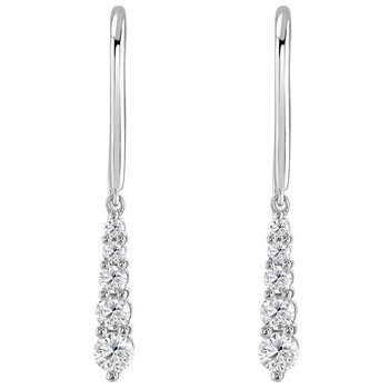 18KT White Gold 0.50ctw Round Diamond 5 Stone Drop Earrings