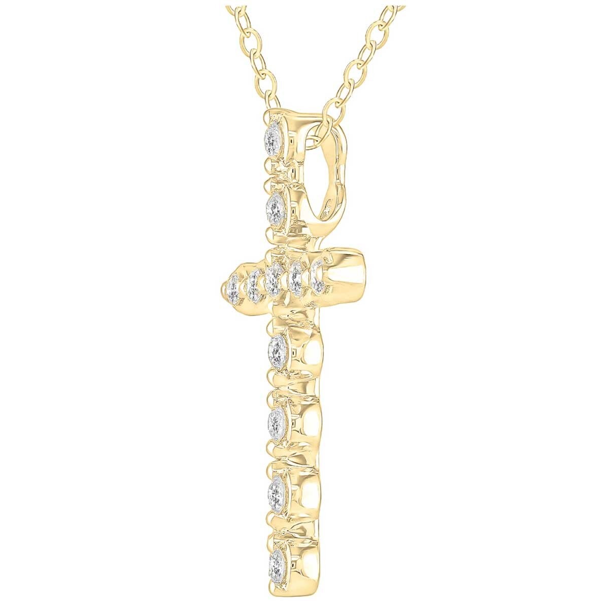 18KT Yellow Gold 0.50ctw Round Diamond Cross Pendant