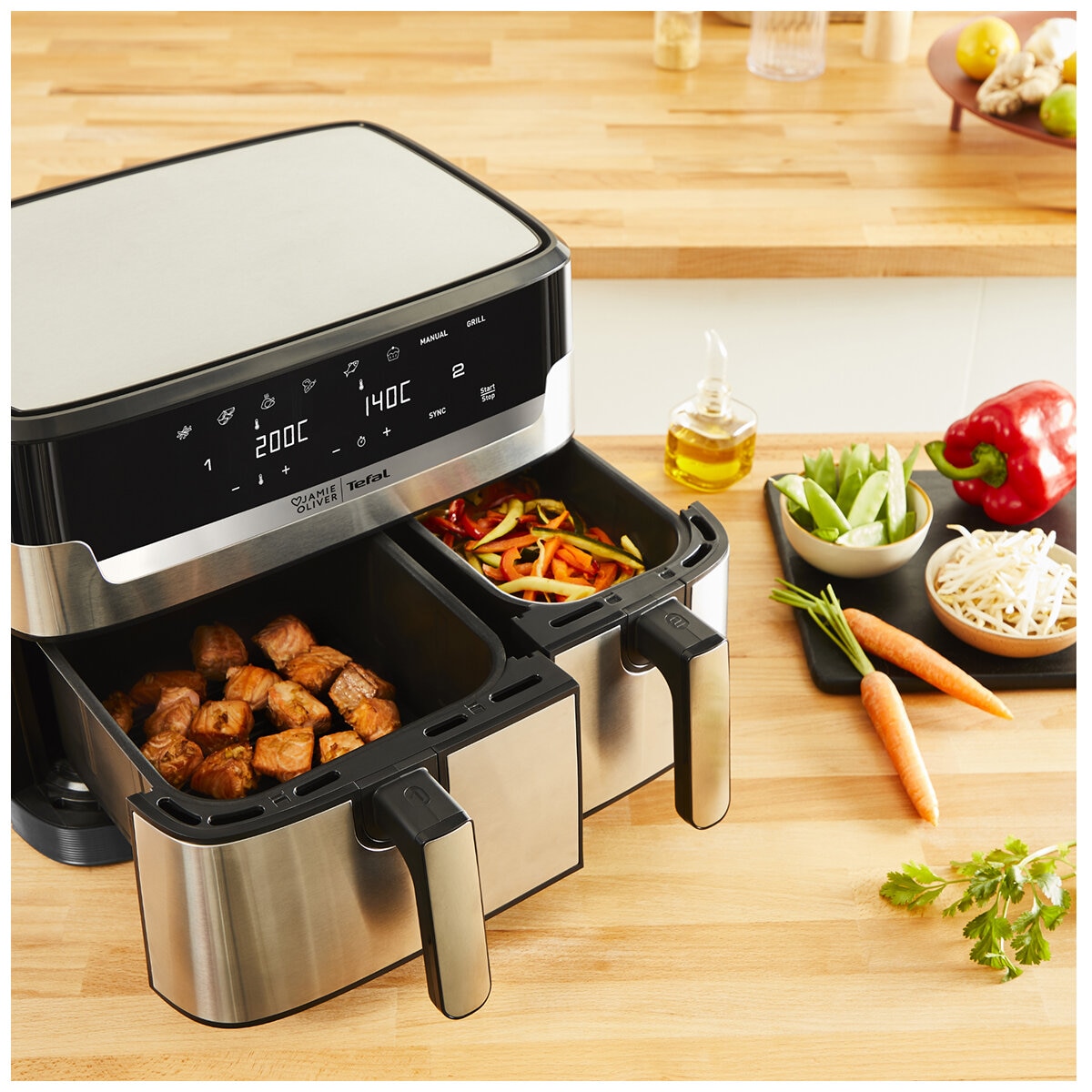 Jamie Oliver By Tefal Dual Drawer Air Fryer EY905J Jamie Oliver By Tefal Dual Drawer Air Fryer EY905J