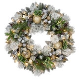 Pre Lit LED Flocked Wreath 81cm