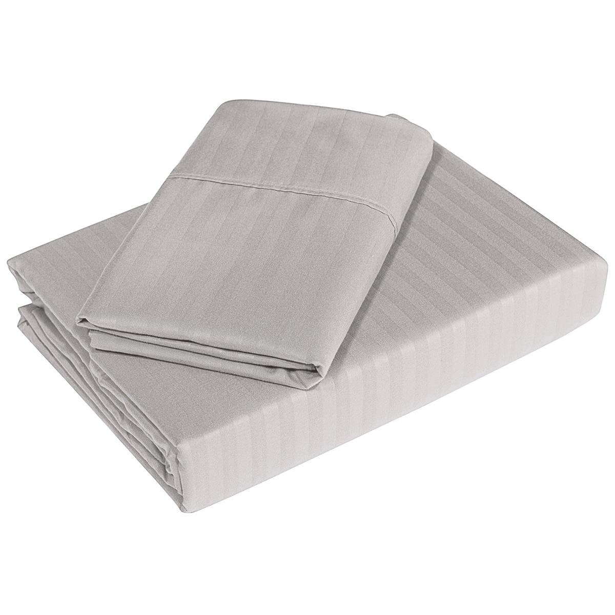 Bdirect Royal Comfort Blended Bamboo Sheet Set with stripes Queen - Silver Grey