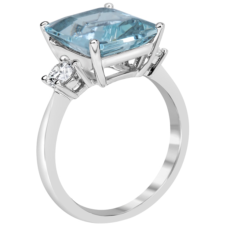 18KT White Gold Aquamarine and Diamond Ring | Costco Australia