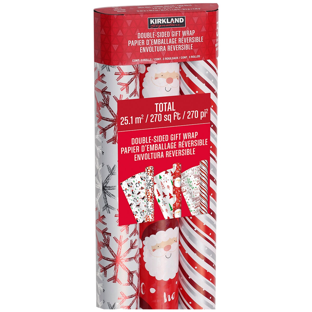 Kirkland Signature Red and White Double-Sided Gift Wrap 6 Pack