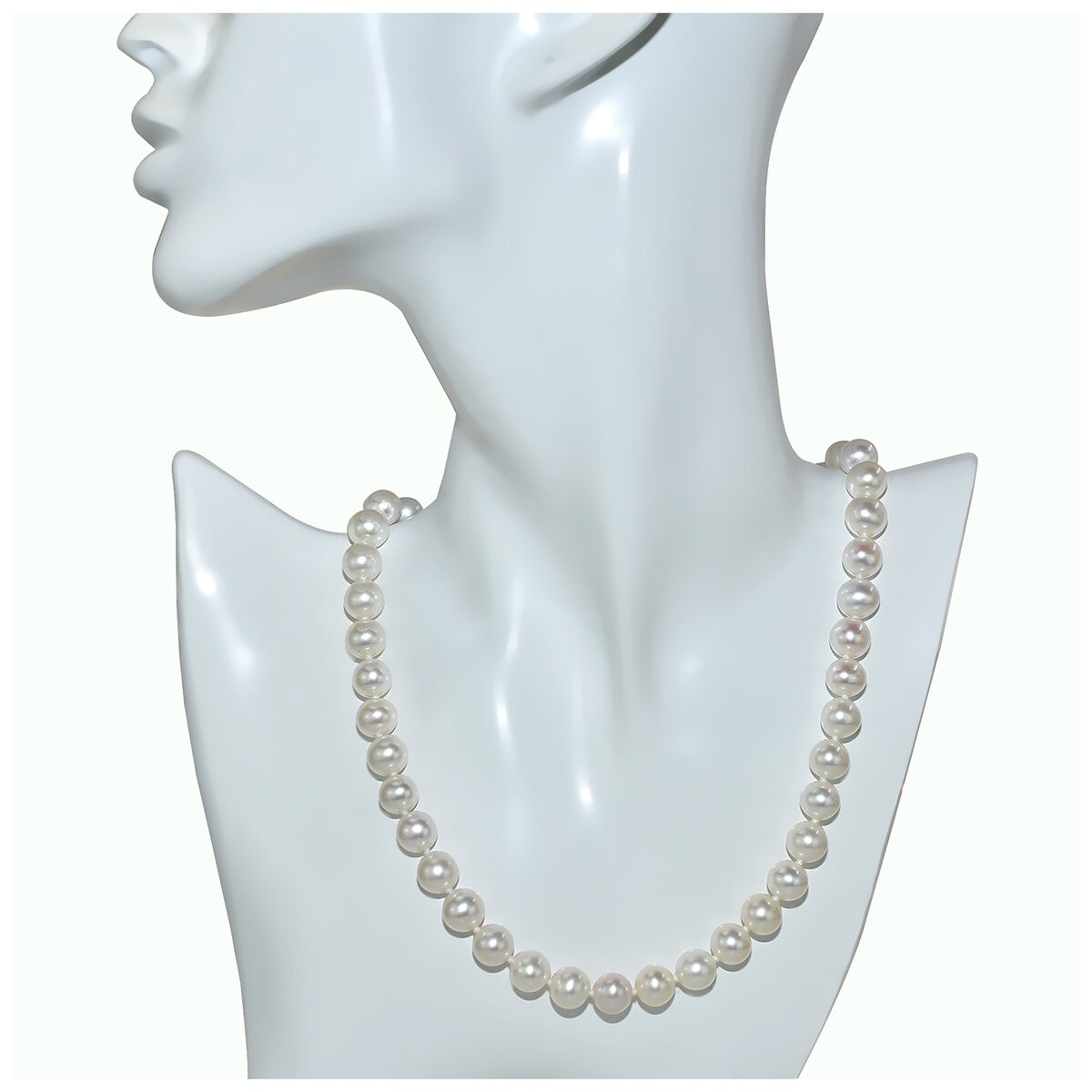 14KT Yellow Gold Fresh Water Pearl Necklace Knotted on Silk