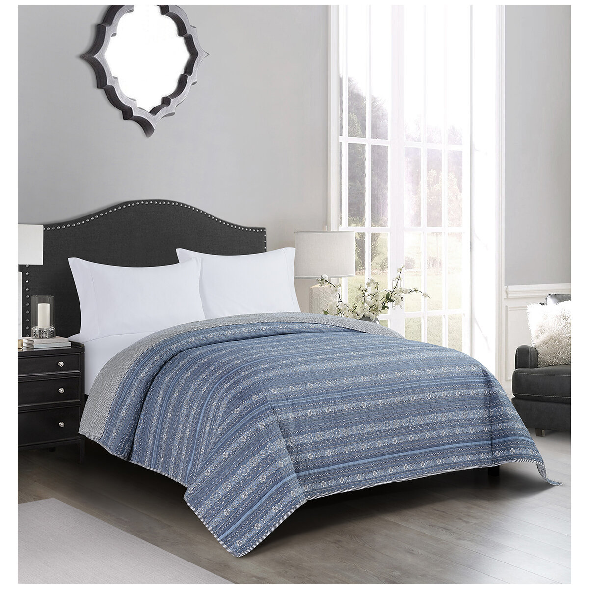 Fraiche Maison Microfiber Quilt Queen Anika Stripe