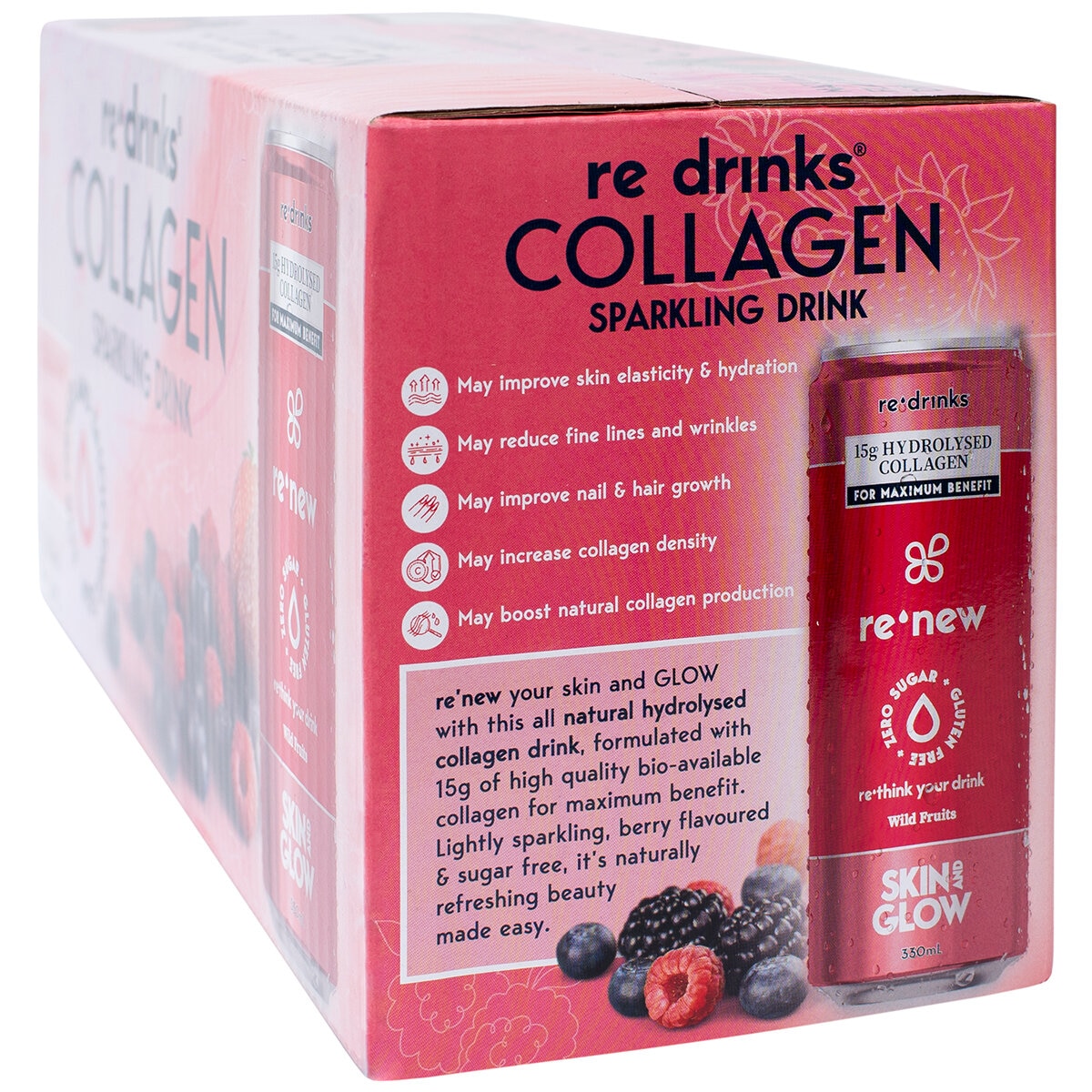 re'drinks re'new Sparkling Collagen Drink 12x330ml