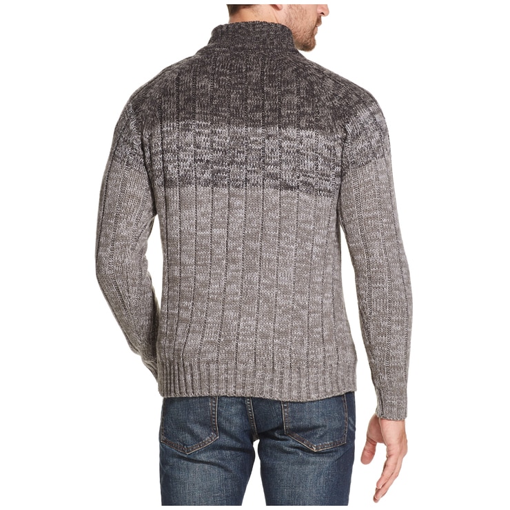 Weatherproof Men's Buttonmock Cable Sweater Carbon Heather | Costco ...