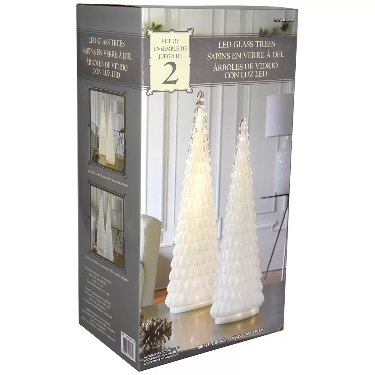 Glass Tree Christmas Ornaments 2 Pack