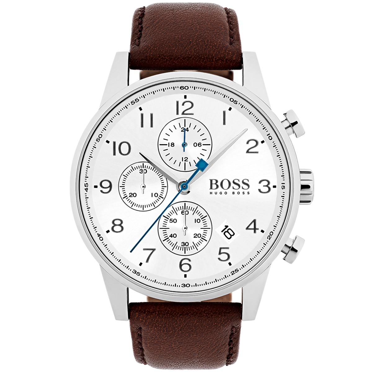 boss watch brown leather strap