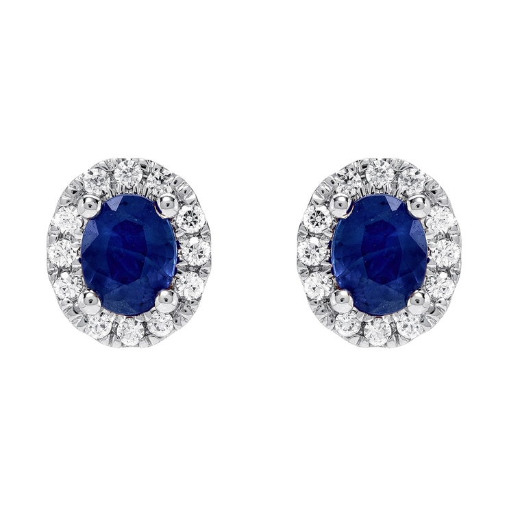 18KT White Gold Sapphire and Diamond Earrings | Costco Australia