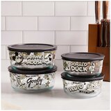 Pyrex Disney Glass Storage 8 Piece Set Vault Black